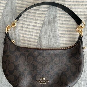 Coach Signature Brown and Black Shoulder Bag